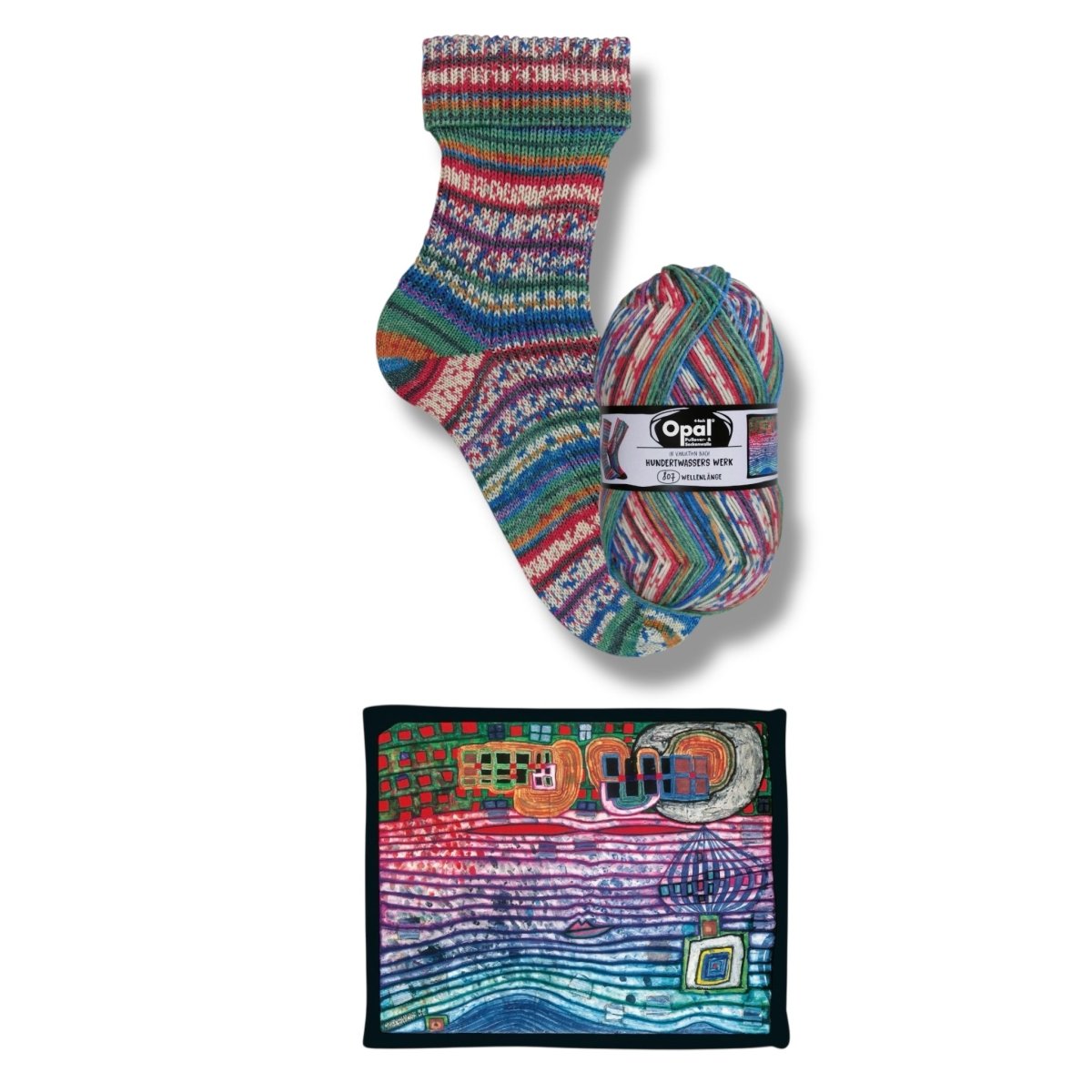 Opal SOCKENWOLLE NACH HUNDERTWASSER - BONIFAKTUR - 4053 Wellenlänge - in Variation nach Hundertwasser - Werk 807 - Opal SOCKENWOLLE NACH HUNDERTWASSER
